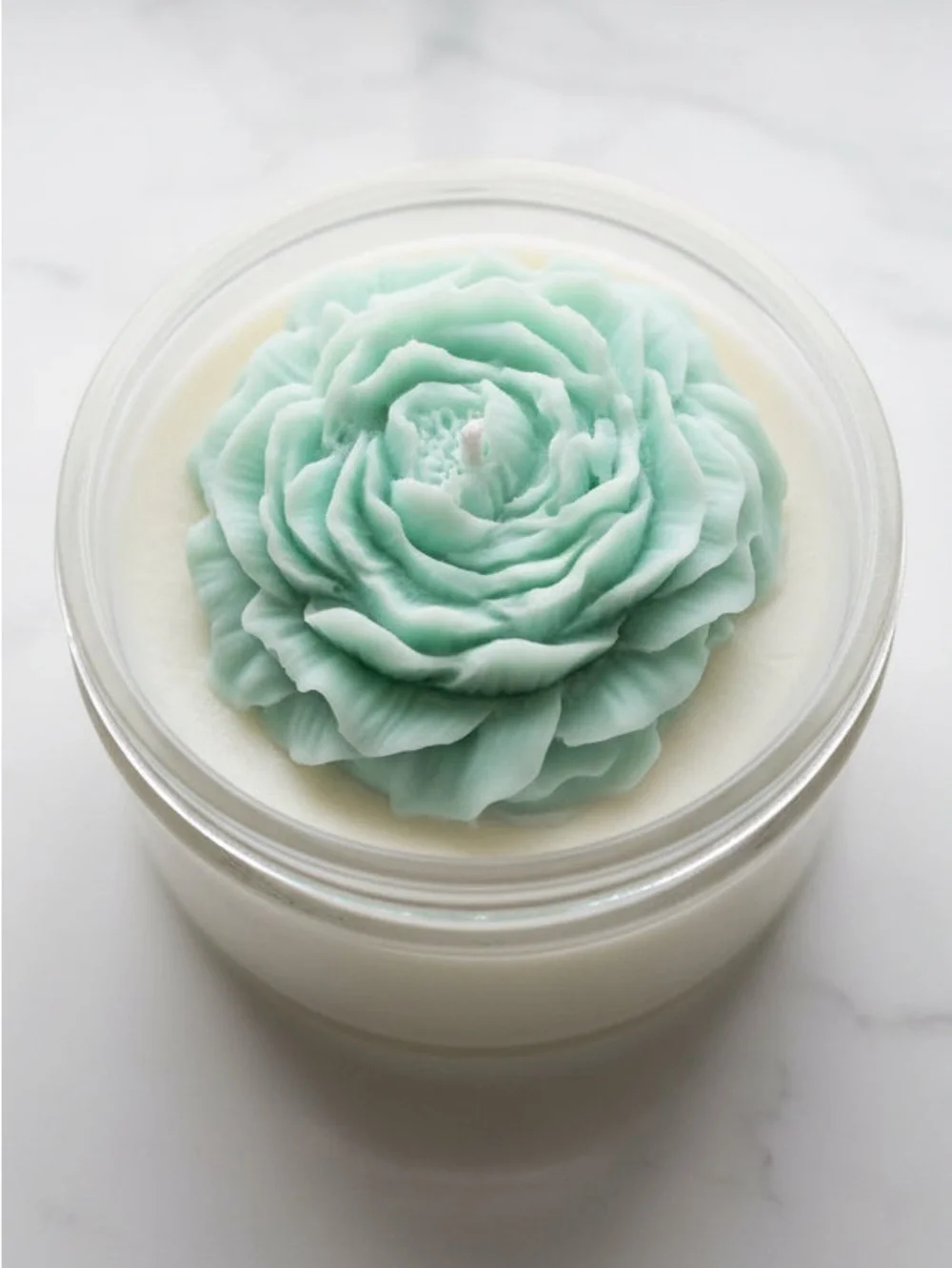 Premium Eucalyptus Spearmint Soy Candle - Mint Green Floral Top 10 oz